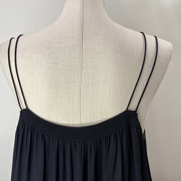 GAP Womens Size 20 Tank Top Black Double Strap Chiffon Lined Ruffle Hem Relaxed - Picture 12 of 14